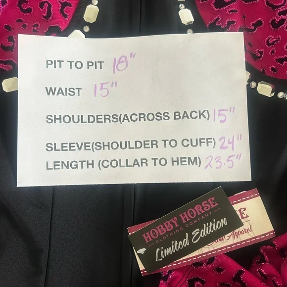 NWT- Hobby Horse Women’s All Day Western Show Shirt, Black & Fuchsia Leopard - Picture 8 of 8